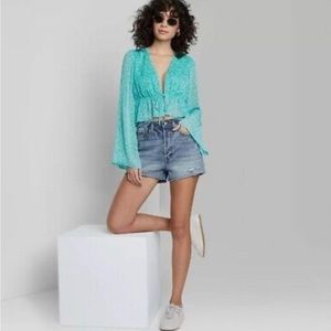 Wild Fable Women's High Rise Med Wash Cut-Off Jean Shorts NWT 14W